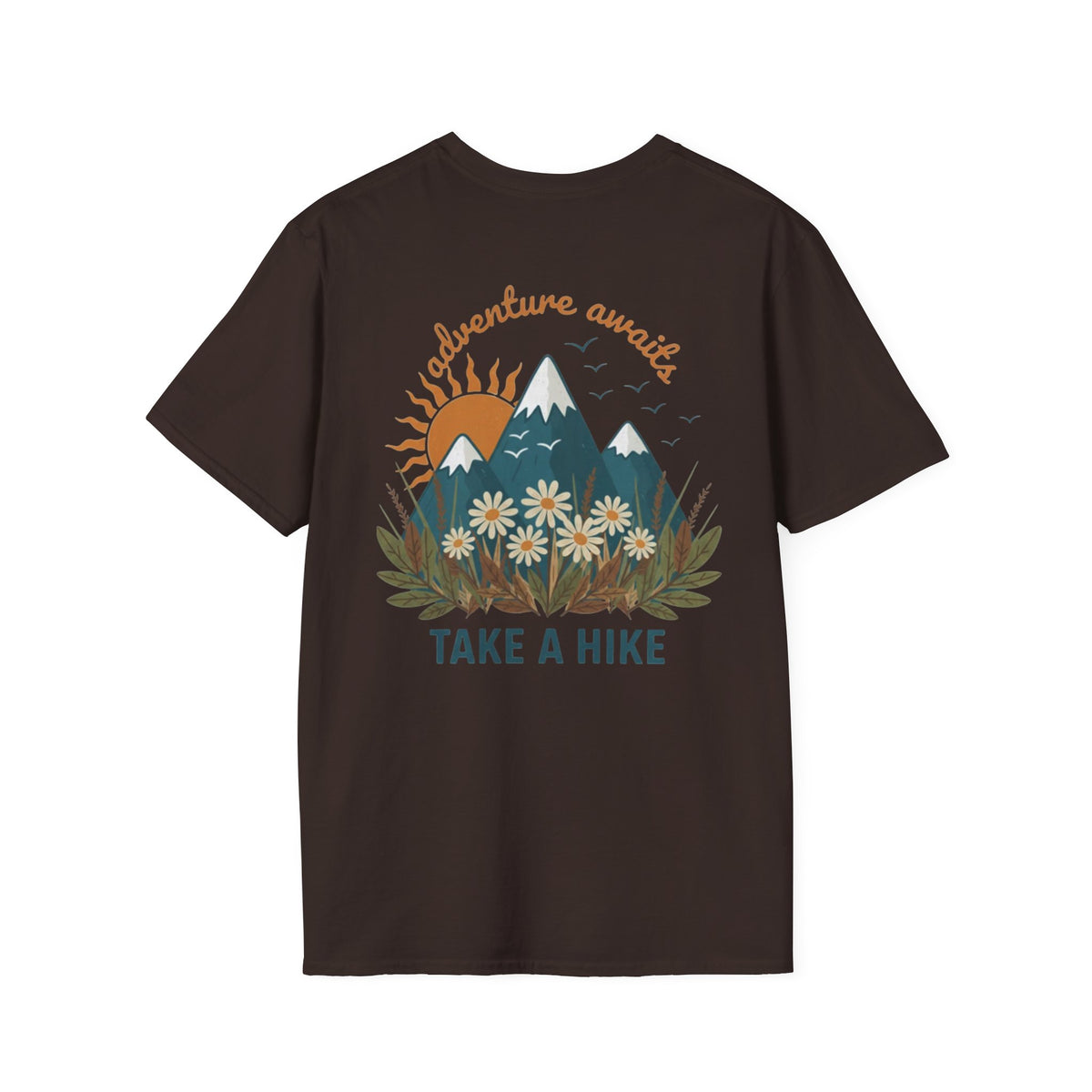 Adventure Awaits!  Ladies Mountain Floral Outdoor Tee