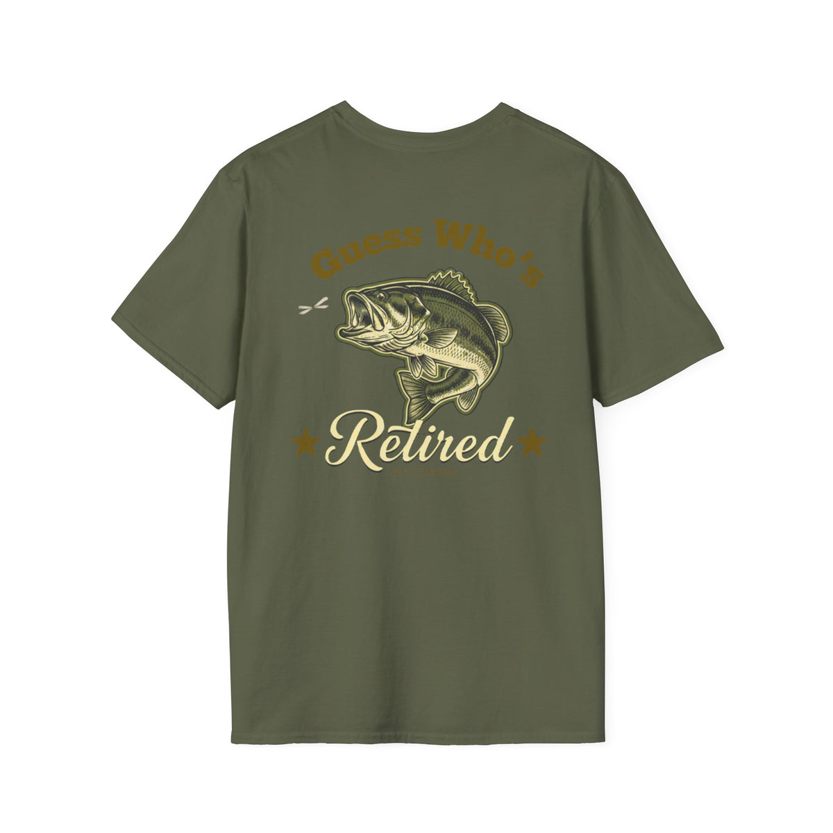 BACKPRINT- 'Guess Who's Retired'! Broken in feel, Fishing Tee