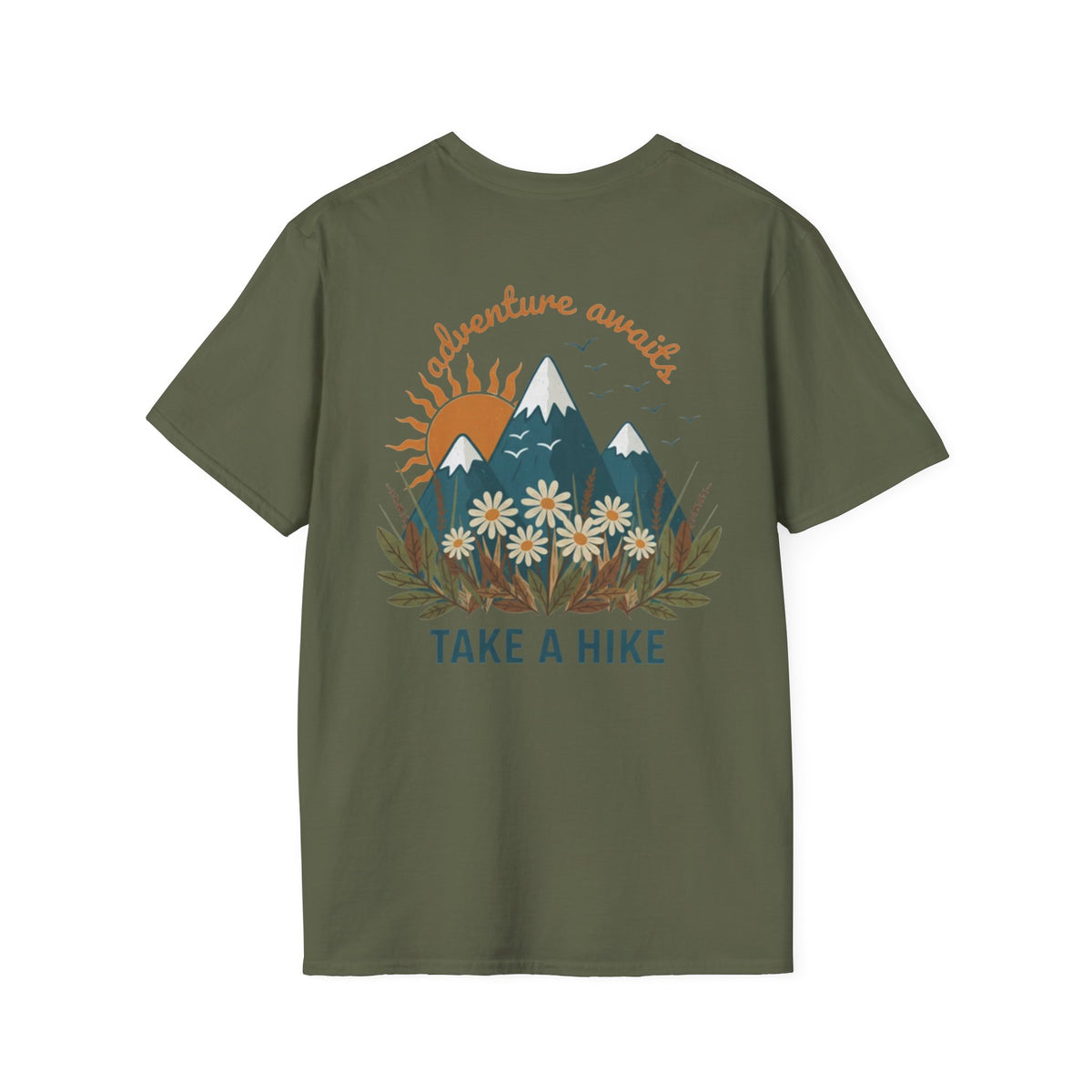 Adventure Awaits!  Ladies Mountain Floral Outdoor Tee