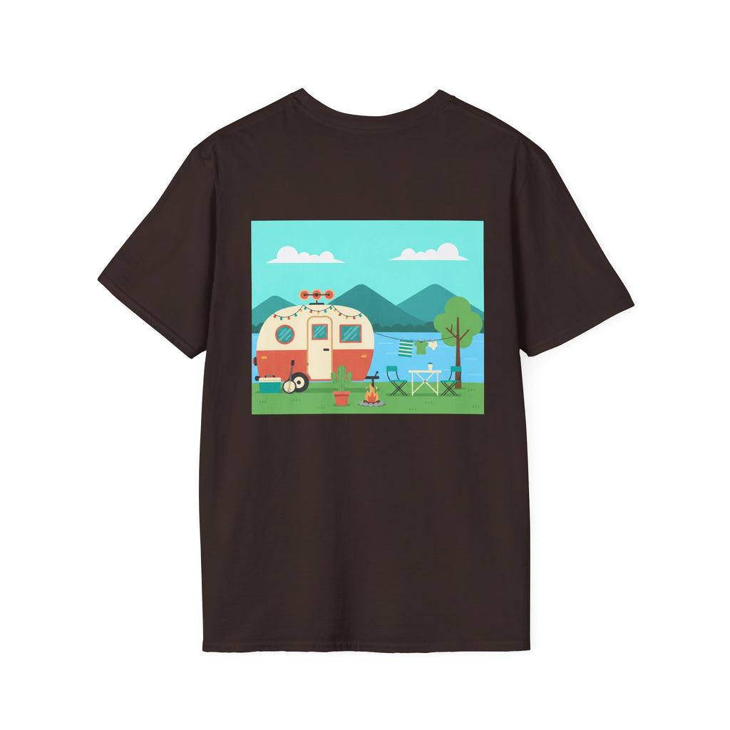 BACKPRINT- My little camp trailer . Soft Tees for ladies