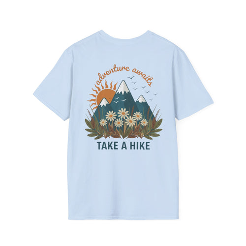 Adventure Awaits!  Ladies Mountain Floral Outdoor Tee