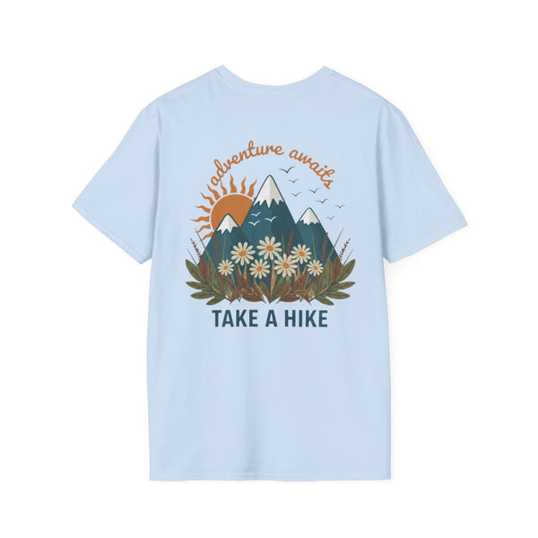 Adventure Awaits!  Ladies Mountain Floral Outdoor Tee