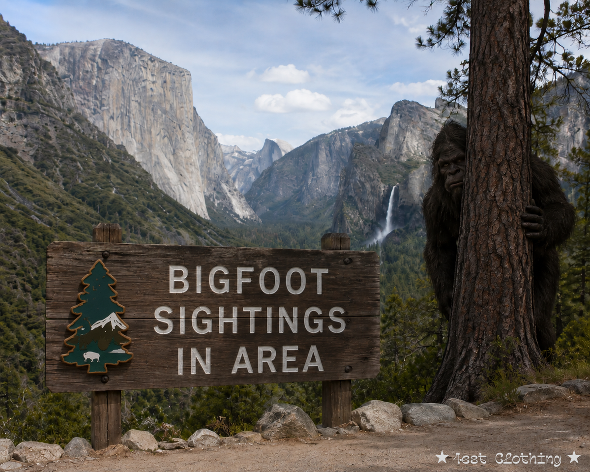 Hiding Bigfoot. "Click" for shirt models.