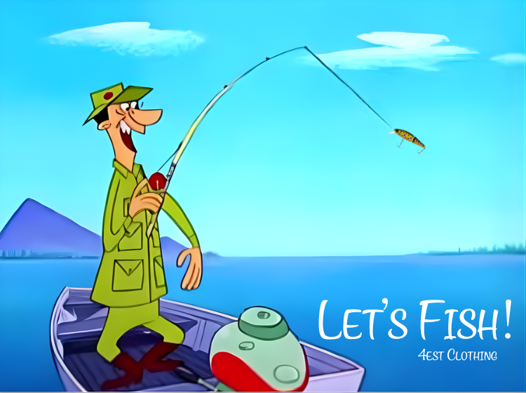 BACKPRINT, 50's Cartoon Fisherman