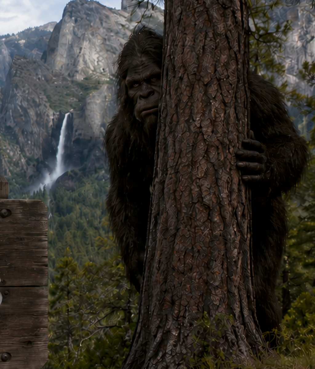 Hiding Bigfoot. "Click" for shirt models.