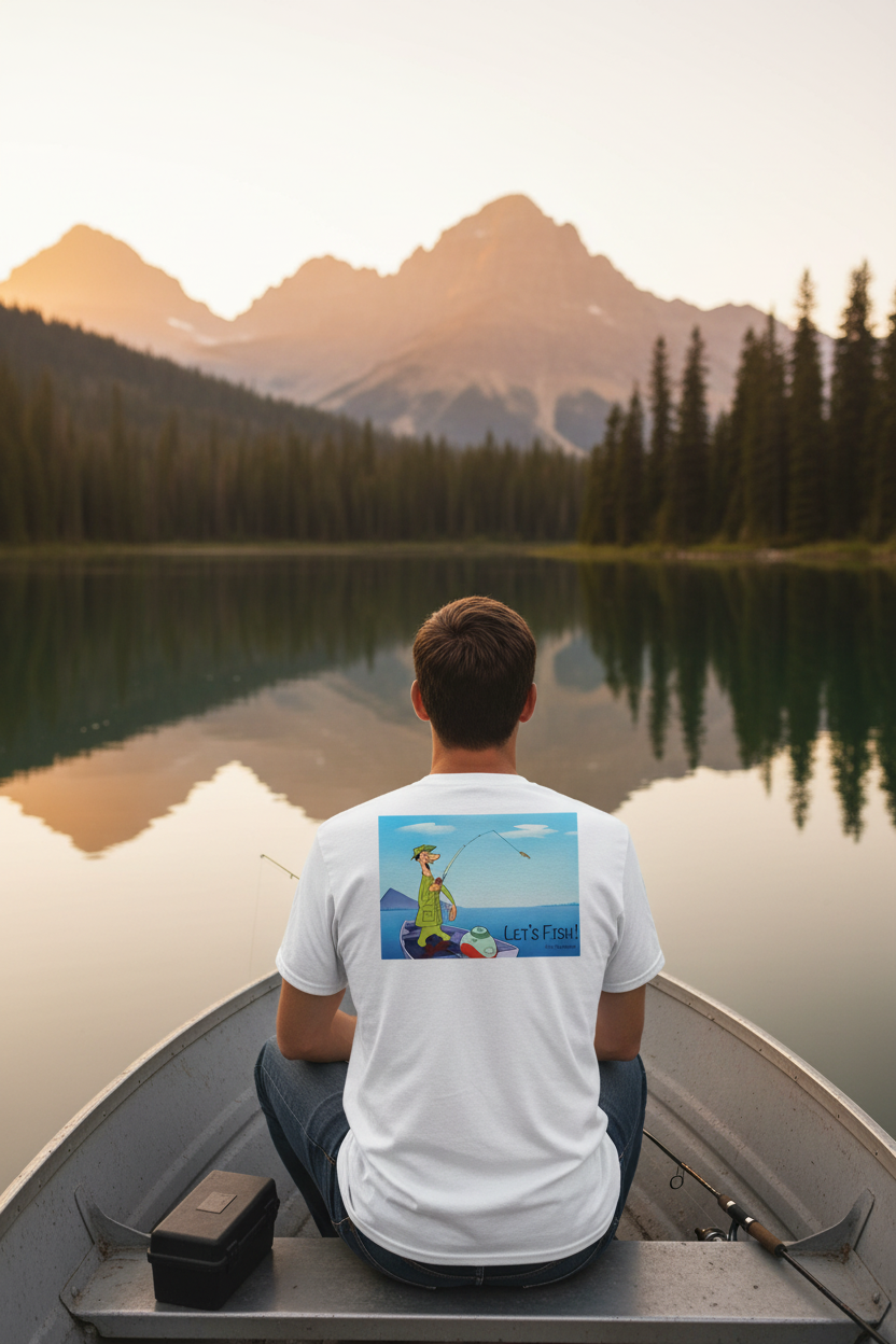 BACKPRINT, 50's Cartoon Fisherman